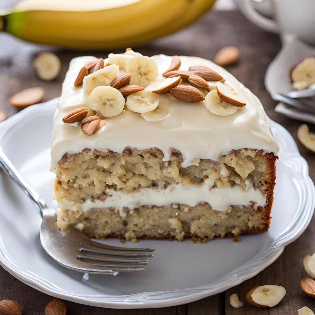 Banana Cake with Almond Cream Cheese Frosting