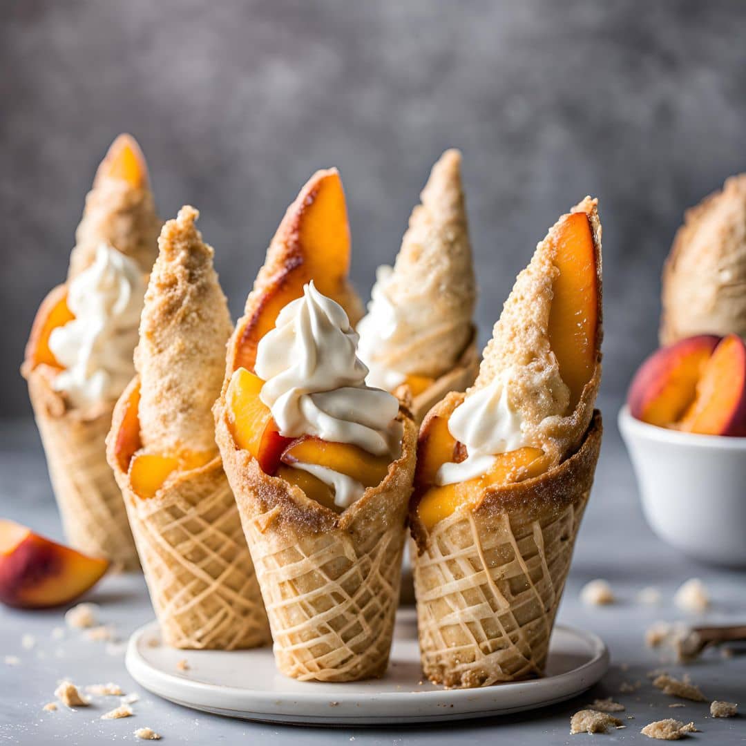 Peach Cobbler Cheesecake Cones